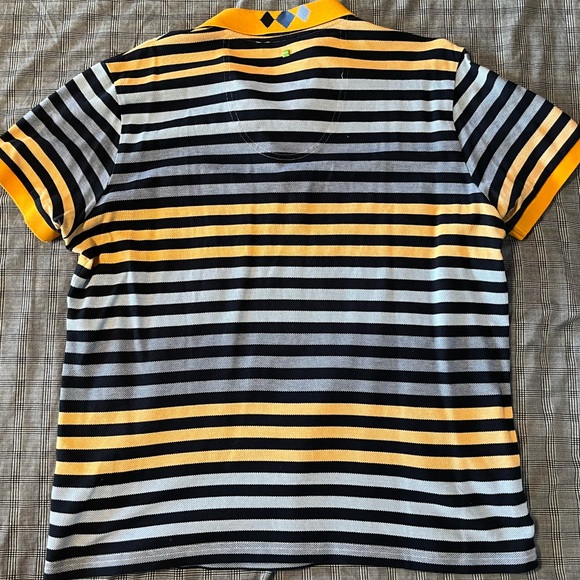 Hugo Boss Polo Shirt - Large - Orange & Blue stripes - GUC - Picture 5 of 7